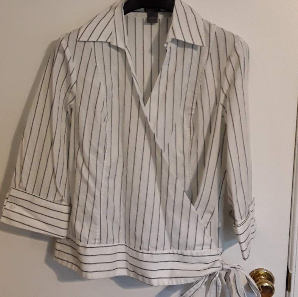 Ann Taylor striped wrap top